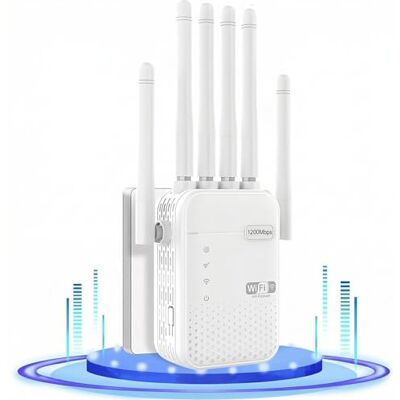 Generic Extensor WiFi 1200Mbps – Actualización 2026, Repetidor de Largo Alcance con 6 Antenas, Doble Banda 2.4GHz/5GHz, Puerto LAN, Fácil Instalación – Modelo 600 Generic Extensor WiFi 1200Mbps – Actualización 2026, Repetidor de Largo Alcance con 6 Antenas, Doble Banda 2.4GHz/5GHz, Puerto LAN, Fácil Instalación – Modelo 600
