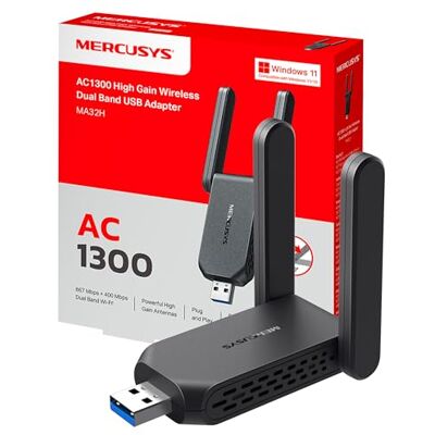 MERCUSYS MA32H Adaptador WiFi USB, AC1300, 867 Mbps, USB 3.0, con antena MERCUSYS MA32H Adaptador WiFi USB, AC1300, 867 Mbps, USB 3.0, con antena