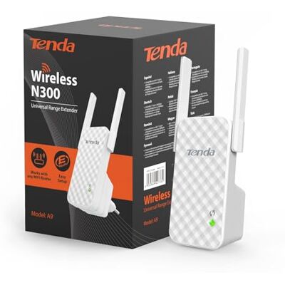 Tenda A9 N300 Repetidor de red Wifi Extensor Amplificador de Cobertura (300Mbps, 2 Antenas externas, Red Cobertura WiFi inalambrico más de 200 Metros, Compatible con los Routers y ADSL/Fibra) Tenda A9 N300 Repetidor de red Wifi Extensor Amplificador de Cobertura (300Mbps, 2 Antenas externas, Red Cobertura WiFi inalambrico más de 200 Metros, Compatible con los Routers y ADSL/Fibra)