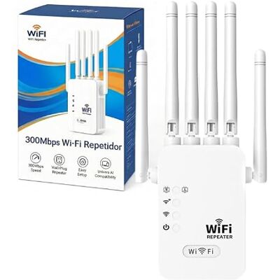 Genérico UchiTech Repetidor WiFi 300 Mbps, Amplificador de Señal WiFi de Largo Alcance 2,4 GHz, Extensor de Red Inalámbrica con Configuración Rápida por WPS o Web, para Hogar y Oficina Pequeña Genérico UchiTech Repetidor WiFi 300 Mbps, Amplificador de Señal WiFi de Largo Alcance 2,4 GHz, Extensor de Red Inalámbrica con Configuración Rápida por WPS o Web, para Hogar y Oficina Pequeña