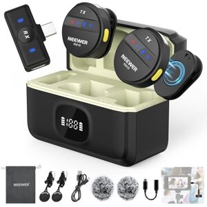 NEEWER Micrófono Lavalier Inalámbrico para iPhone Mini Mic Solapa Set Cancelar Ruido y Estuche de Carga USB C OTG Batería 24H 200m Alcance Compatible con iPhone 16 15 Android PC Portátil, KM18 NEEWER Micrófono Lavalier Inalámbrico para iPhone Mini Mic Solapa Set Cancelar Ruido y Estuche de Carga USB C OTG Batería 24H 200m Alcance Compatible con iPhone 16 15 Android PC Portátil, KM18