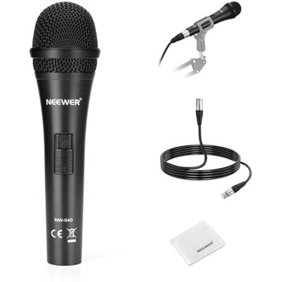 NEEWER NW-040 Micrófono Dinámico Cardioide con Cable XLR,Carcasa Metálica Rígida,Paño Limpieza,Unidireccional Pickup Mic para Instrumento Musical Voz Discurso Público Podcast Canto PC Juego Streaming NEEWER NW-040 Micrófono Dinámico Cardioide con Cable XLR,Carcasa Metálica Rígida,Paño Limpieza,Unidireccional Pickup Mic para Instrumento Musical Voz Discurso Público Podcast Canto PC Juego Streaming