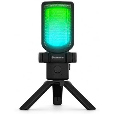 Genesis Radium 250 Micrófono USB para Juegos y Streaming (Condensador cardioide, luz RGB, botón de Ganancia y Silencio, 24 bit/192 kHz, trípode de Mesa y Filtro Pop), Color Negro Genesis Radium 250 Micrófono USB para Juegos y Streaming (Condensador cardioide, luz RGB, botón de Ganancia y Silencio, 24 bit/192 kHz, trípode de Mesa y Filtro Pop), Color Negro