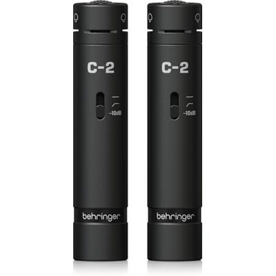 Behringer Micrófonos de Condensador de diafragma pequeño a Juego C-2 Edición Oscura, cardioide, 20 Hz-20 kHz, grabación estéreo con Soportes de amortiguación y Estuche Behringer Micrófonos de Condensador de diafragma pequeño a Juego C-2 Edición Oscura, cardioide, 20 Hz-20 kHz, grabación estéreo con Soportes de amortiguación y Estuche