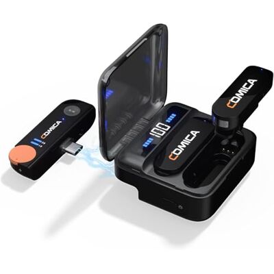 COMICA Vimo-S UC Microfono Inalambrico Solapa, Microfono para Android Smatrphone con cancelación de Ruido, transmisión de 200M, micrófono Lavalier inalámbrico para entrevistas/Youtube/TikTok-Black COMICA Vimo-S UC Microfono Inalambrico Solapa, Microfono para Android Smatrphone con cancelación de Ruido, transmisión de 200M, micrófono Lavalier inalámbrico para entrevistas/Youtube/TikTok-Black