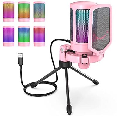 FIFINE Gaming Microfono para PC USB, RGB Condensador Micrófono de Cardioide per Ordenador PS4 PS5, con Botón de Silencio, Trípode, Filtro Anti-Pop, Soporte de Choque FIFINE Gaming Microfono para PC USB, RGB Condensador Micrófono de Cardioide per Ordenador PS4 PS5, con Botón de Silencio, Trípode, Filtro Anti-Pop, Soporte de Choque