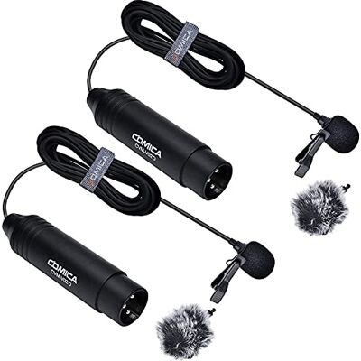 COMICA Micrófono XLR Omnidireccional Corbata con Alimentación Phantom,con Clip de Solapa y Cortavientos,para cámara Canon Sony Panasonic videocámaras Zoom H4n H5 H6 Tascam DR-40 DR-100(Paquete de 2) COMICA Micrófono XLR Omnidireccional Corbata con Alimentación Phantom,con Clip de Solapa y Cortavientos,para cámara Canon Sony Panasonic videocámaras Zoom H4n H5 H6 Tascam DR-40 DR-100(Paquete de 2)