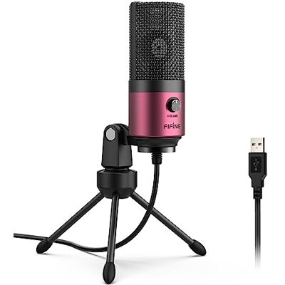 FIFINE Estudio Micrófono de Condensador de USB, Microfono Plug & Play para Ordenador de Escritorio Rojo FIFINE Estudio Micrófono de Condensador de USB, Microfono Plug & Play para Ordenador de Escritorio Rojo