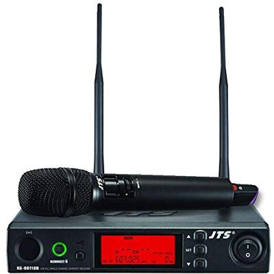 JTS UHF PLL Sistema de micrófono inalámbrico de mano de diversidad de canal único con REMOSET y antena BNC JTS UHF PLL Sistema de micrófono inalámbrico de mano de diversidad de canal único con REMOSET y antena BNC