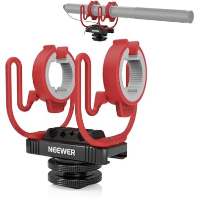 NEEWER Soporte de choque para micrófono con zapata fría, rosca de 1/4 pulgadas para jaulas de cámara, soportes de poste de brazo de brazo, trípodes, soporte de micrófono compatible con VM15 Rode NTG NEEWER Soporte de choque para micrófono con zapata fría, rosca de 1/4 pulgadas para jaulas de cámara, soportes de poste de brazo de brazo, trípodes, soporte de micrófono compatible con VM15 Rode NTG