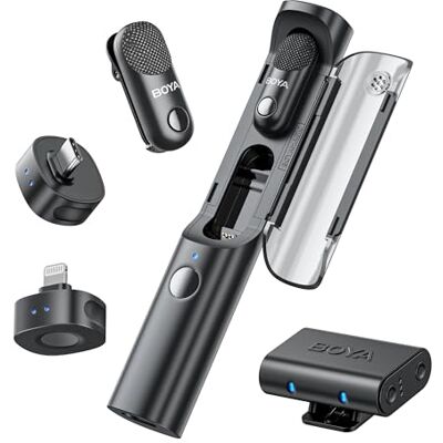 BOYA Magic Micrófono inalámbrico para iPhone/Android/Cámara/PC 7g Deformable 4 formatos en 1 Micrófono de Solapa 48 kHz/24 bits Microfono de Mano Reducción de Ruido IA 100m Micrófono de Escritorio BOYA Magic Micrófono inalámbrico para iPhone/Android/Cámara/PC 7g Deformable 4 formatos en 1 Micrófono de Solapa 48 kHz/24 bits Microfono de Mano Reducción de Ruido IA 100m Micrófono de Escritorio
