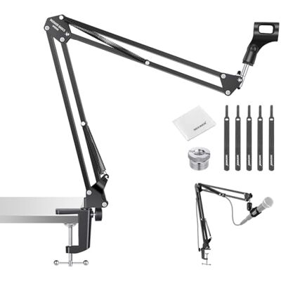 NEEWER BASICS Soporte de brazo para micrófono de escritorio, soporte de escritorio compatible con Blue Yeti Snowball HyperX QuadCast SoloCast Shure, carga máxima de 3.3 libras, paño de NEEWER BASICS Soporte de brazo para micrófono de escritorio, soporte de escritorio compatible con Blue Yeti Snowball HyperX QuadCast SoloCast Shure, carga máxima de 3.3 libras, paño de