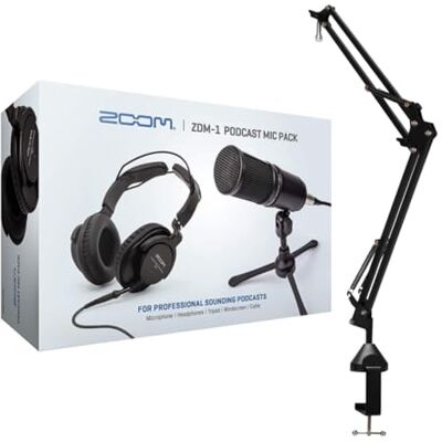 Zoom ZDM-1 Paquete de micrófono para podcast para 2 personas con auriculares, paquete de cables de micrófono y soporte de micrófono de brazo de brazo (2 artículos) Zoom ZDM-1 Paquete de micrófono para podcast para 2 personas con auriculares, paquete de cables de micrófono y soporte de micrófono de brazo de brazo (2 artículos)