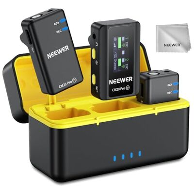NEEWER CM28 Pro Micrófono Lavalier Inalámbrico + Estuche Carga, con Cancelación Ruido, 9H Grabación 4GB Almacenamiento, Mini Mic Solapa Compatible con USB-C iPhone iPad Android Cámaras PC Portátil NEEWER CM28 Pro Micrófono Lavalier Inalámbrico + Estuche Carga, con Cancelación Ruido, 9H Grabación 4GB Almacenamiento, Mini Mic Solapa Compatible con USB-C iPhone iPad Android Cámaras PC Portátil