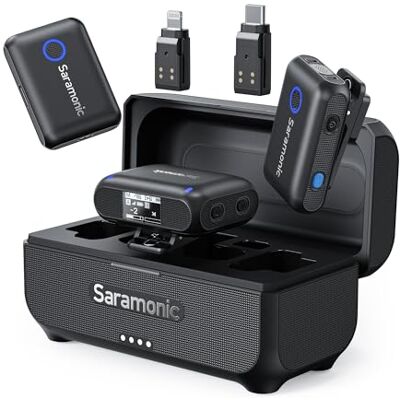 Saramonic Micrófono Lavalier inalámbrico para iPhone Android Tipo C, cámara de teléfono Inteligente, Alcance de 522 pies, duración de la batería de 20 Horas, micrófono de Solapa Saramonic Micrófono Lavalier inalámbrico para iPhone Android Tipo C, cámara de teléfono Inteligente, Alcance de 522 pies, duración de la batería de 20 Horas, micrófono de Solapa