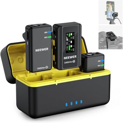 NEEWER CM28 Ultra Inalámbrico Lavalier Solapa Micrófono Sistema Estuche Carga Sin Comprimir 48KHz 24Bit 8GB Almacenamiento Grabación 14H Cancelar Ruido Mini Mic para iPhone iPad Android Cámara PC NEEWER CM28 Ultra Inalámbrico Lavalier Solapa Micrófono Sistema Estuche Carga Sin Comprimir 48KHz 24Bit 8GB Almacenamiento Grabación 14H Cancelar Ruido Mini Mic para iPhone iPad Android Cámara PC