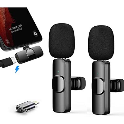 Gilye Micrófono Lavalier para iOS/Android, Mini Microphone Plug & Play, Micrófono Lavalier Wireless para Youtube/Facebook Live Stream, TikTok Vlog (no Requiere aplicación ni Bluetooth) Gilye Micrófono Lavalier para iOS/Android, Mini Microphone Plug & Play, Micrófono Lavalier Wireless para Youtube/Facebook Live Stream, TikTok Vlog (no Requiere aplicación ni Bluetooth)