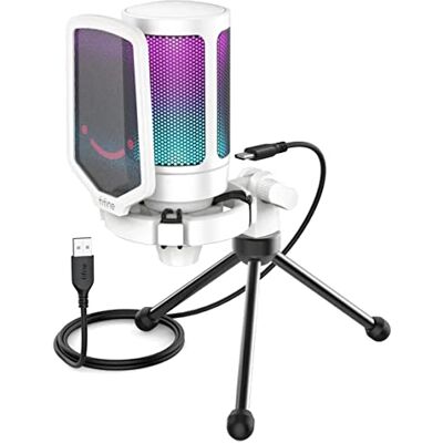 FIFINE Ampligame Publisher Gamer Podcast Youtuber RGB Micrófono USB (Blanco) FIFINE Ampligame Publisher Gamer Podcast Youtuber RGB Micrófono USB (Blanco)