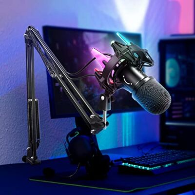 FIFINE Kit de Microfono Gaming para PC USB, Cardioide Micrófono de Dinámicos para Ordenadores PS4 PS5, con Botón de Silencio, Soporte de Choque de 8 Colores RGB, Soporte de Brazo FIFINE Kit de Microfono Gaming para PC USB, Cardioide Micrófono de Dinámicos para Ordenadores PS4 PS5, con Botón de Silencio, Soporte de Choque de 8 Colores RGB, Soporte de Brazo