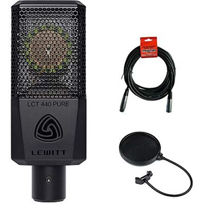 Lewitt LCT-440-Pure Micrófono de condensador de diafragma grande con cable XLR y filtro Pop Lewitt LCT-440-Pure Micrófono de condensador de diafragma grande con cable XLR y filtro Pop