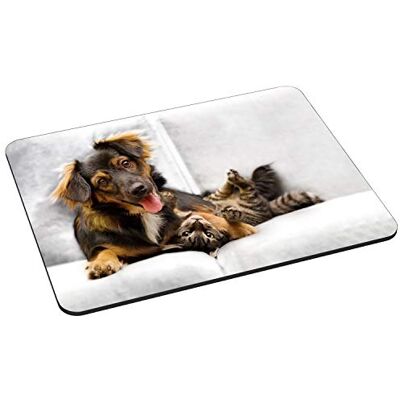 PEDEA Alfombrilla para ratón, diseño de gato y perro PEDEA Alfombrilla para ratón, diseño de gato y perro