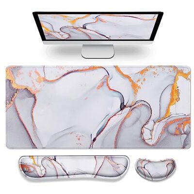 Gimars 3 en 1 Alfombrilla Ratón XXL Reposamuñecas Teclado & Ratón Ergonómico, 800x304mm Alfombrilla Escritorio, Mouse Pad Tapete Rato Espuma con Memoria Reposa Muñecas para Office Home, Nube Dorada Gimars 3 en 1 Alfombrilla Ratón XXL Reposamuñecas Teclado & Ratón Ergonómico, 800x304mm Alfombrilla Escritorio, Mouse Pad Tapete Rato Espuma con Memoria Reposa Muñecas para Office Home, Nube Dorada