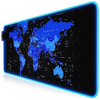 CSL-Computer Titanwolf Alfombrilla de ratón RGB para Videojuegos, 800 x 300 mm, XXL, LED Multicolor, 7 Colores LED y 4 Modos de Efecto, para precisión y Velocidad, Base de Goma, Lavable, Mapa del Mundo Azul CSL-Computer Titanwolf Alfombrilla de ratón RGB para Videojuegos, 800 x 300 mm, XXL, LED Multicolor, 7 Colores LED y 4 Modos de Efecto, para precisión y Velocidad, Base de Goma, Lavable, Mapa del Mundo Azul