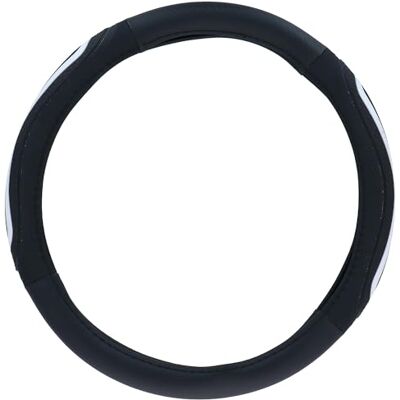 Dunlop Funda para Volante de Coche (38 cm, Apta para Volantes de 37 a 39 cm, Agarre cómodo, Antideslizante, decoración de Coche, Piel sintética), Color Negro y Blanco Dunlop Funda para Volante de Coche (38 cm, Apta para Volantes de 37 a 39 cm, Agarre cómodo, Antideslizante, decoración de Coche, Piel sintética), Color Negro y Blanco