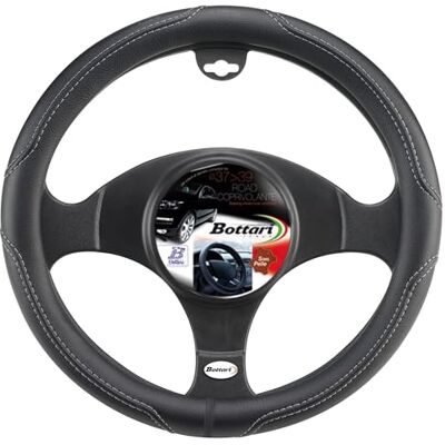 Bottari Italy Bottari Bottari Funda volante para coche, universal, "Road", color negro con bordado gris, talla universal: diámetro 37/39 cm, Gris, Diámetro 37-39 cm Bottari Italy Bottari Bottari Funda volante para coche, universal, "Road", color negro con bordado gris, talla universal: diámetro 37/39 cm, Gris, Diámetro 37-39 cm
