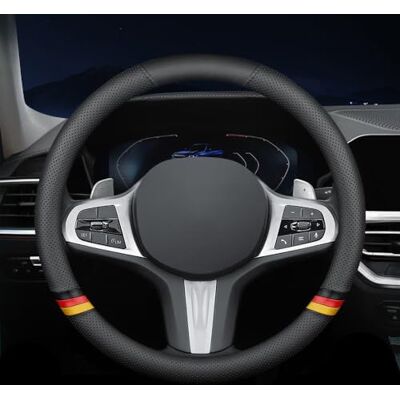 YOUDAXIN Funda para Volante de Coche de Piel de napa, cómoda, Antideslizante, Estilo Deportivo, Universal, 15 Pulgadas, Color Negro y Amarillo YOUDAXIN Funda para Volante de Coche de Piel de napa, cómoda, Antideslizante, Estilo Deportivo, Universal, 15 Pulgadas, Color Negro y Amarillo