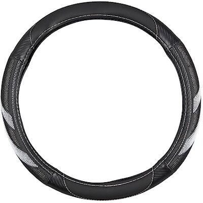 Dunlop Funda para Volante de Coche (38 cm, Apta para Volantes de 37 a 39 cm, Agarre cómodo, Antideslizante, decoración de Coche, Piel sintética), Color Negro y Blanco Dunlop Funda para Volante de Coche (38 cm, Apta para Volantes de 37 a 39 cm, Agarre cómodo, Antideslizante, decoración de Coche, Piel sintética), Color Negro y Blanco