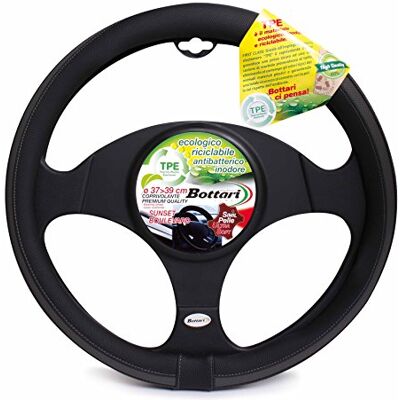 Bottari Italy Bottari : Funda Volante para Coche, Universal, Sunset Boulevard, con empuñadura ergonómica, Color Negro con Bordado Gris, Talla Universal: diámetro 37/39 cm Bottari Italy Bottari : Funda Volante para Coche, Universal, Sunset Boulevard, con empuñadura ergonómica, Color Negro con Bordado Gris, Talla Universal: diámetro 37/39 cm