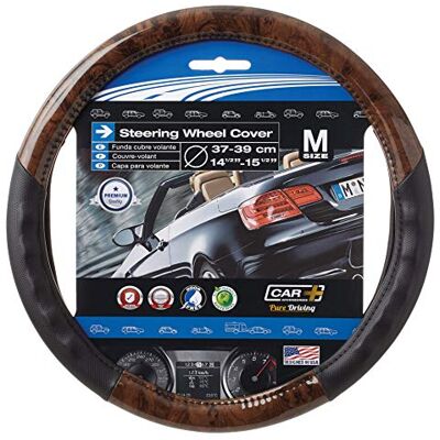 S SUMEX Funda de Volante Transpirable de Caucho con Acabado de Polipiel, con Efecto Madera Oscura y Color Negro, Universal para Volnates 39-41cm diametro S SUMEX Funda de Volante Transpirable de Caucho con Acabado de Polipiel, con Efecto Madera Oscura y Color Negro, Universal para Volnates 39-41cm diametro