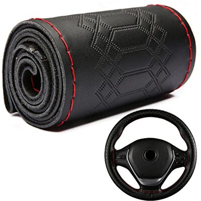 DEEYOTA Funda para Volante de Coche, Ajuste Universal, con Puntada Redonda, Funda Fina de Piel sintética Cosida en Volante de Coche de 15 Pulgadas (Negro) DEEYOTA Funda para Volante de Coche, Ajuste Universal, con Puntada Redonda, Funda Fina de Piel sintética Cosida en Volante de Coche de 15 Pulgadas (Negro)