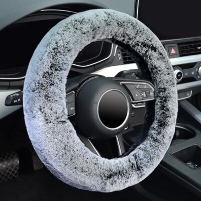 KAFEEK Frost Funda para Volante de Microfibra esponjosa para Invierno, cálida, Universal, de 15 Pulgadas, Suave y mullida, Color Negro frío KAFEEK Frost Funda para Volante de Microfibra esponjosa para Invierno, cálida, Universal, de 15 Pulgadas, Suave y mullida, Color Negro frío