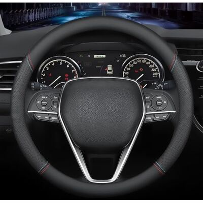 LKWLIKEI Nappa Funda de Cuero napa para Volante de Coche, Antideslizante, Transpirable, Universal, 38 cm, línea roja y Azul LKWLIKEI Nappa Funda de Cuero napa para Volante de Coche, Antideslizante, Transpirable, Universal, 38 cm, línea roja y Azul