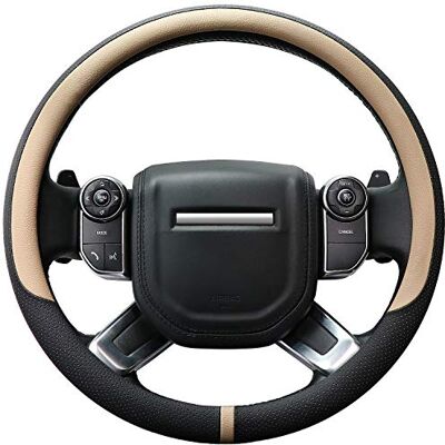 COFIT Funda Volante Coche Universal Protector Volante Transpirable y Antideslizante Cubre Microfibra Cuero L 39-40.5cm Beige y Negro COFIT Funda Volante Coche Universal Protector Volante Transpirable y Antideslizante Cubre Microfibra Cuero L 39-40.5cm Beige y Negro