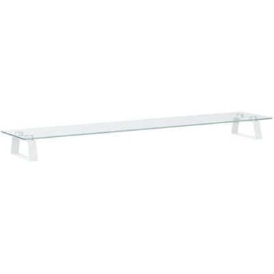 vidaXL Soporte de monitor vidrio templado y metal blanco 100x20x8 cm vidaXL Soporte de monitor vidrio templado y metal blanco 100x20x8 cm