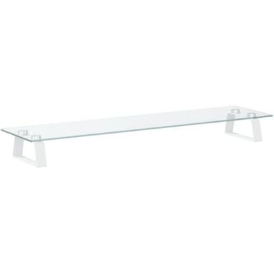 vidaXL Soporte de monitor vidrio templado y metal blanco 80x20x8 cm vidaXL Soporte de monitor vidrio templado y metal blanco 80x20x8 cm