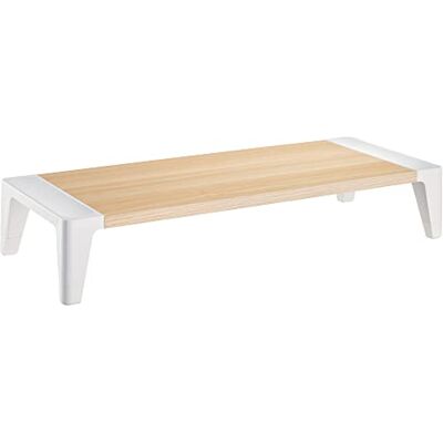 RICOO Soporte monitor escritorio 544 x 215 x 100 mm Elevador pantalla PC Blanco & Color madera RICOO Soporte monitor escritorio 544 x 215 x 100 mm Elevador pantalla PC Blanco & Color madera