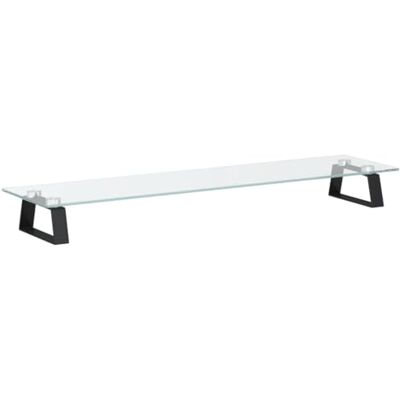 vidaXL Soporte de monitor vidrio templado y metal negro 80x20x8 cm vidaXL Soporte de monitor vidrio templado y metal negro 80x20x8 cm