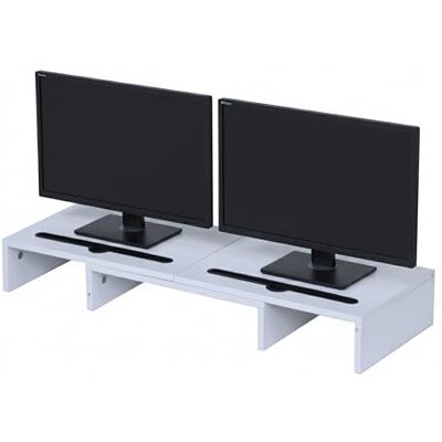 Relaxdays Soporte para Monitor , 2 monitores, segmentos Ajustables, Anchura 74-105 cm, elevación ergonómica, Blanco Relaxdays Soporte para Monitor , 2 monitores, segmentos Ajustables, Anchura 74-105 cm, elevación ergonómica, Blanco