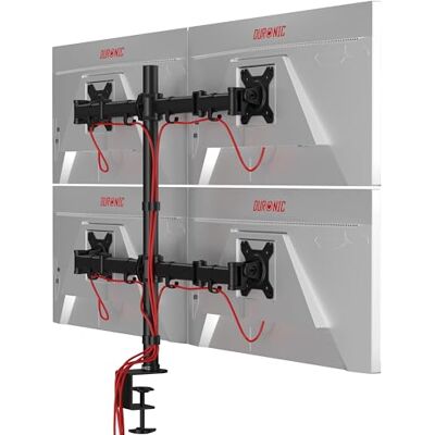 Duronic DMT254 BK Soporte para 4 Monitores de 13-32", hasta 8kg, Regulable 4 Brazos Extensible hasta 33 cm Cada, Altura 100 cm, Cabezal VESA 75 y 100 Ajustable Giratorio Inclinable Duronic DMT254 BK Soporte para 4 Monitores de 13-32", hasta 8kg, Regulable 4 Brazos Extensible hasta 33 cm Cada, Altura 100 cm, Cabezal VESA 75 y 100 Ajustable Giratorio Inclinable
