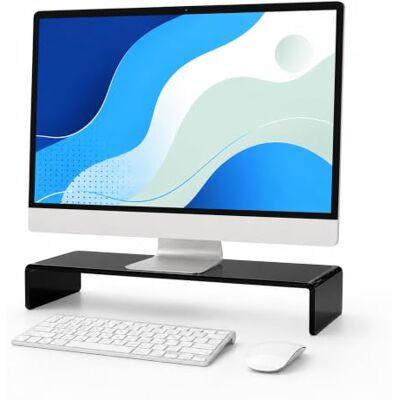 Relaxdays Soporte para monitor, acrílico, ergonómico, negro Al x An x F: 10 x 35 x 20 cm, elevador para escritorio Relaxdays Soporte para monitor, acrílico, ergonómico, negro Al x An x F: 10 x 35 x 20 cm, elevador para escritorio