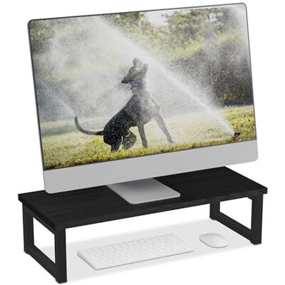 Relaxdays Soporte Monitor, Elevador Pantalla Ordenador, Ergonómico, Escritorio, 15x55x23 cm, Estilo Industrial, Negro, Hierro, 15 x 55 x 23 cm Relaxdays Soporte Monitor, Elevador Pantalla Ordenador, Ergonómico, Escritorio, 15x55x23 cm, Estilo Industrial, Negro, Hierro, 15 x 55 x 23 cm