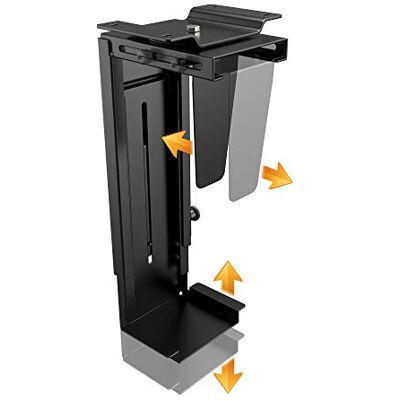 RICOO Soporte Torre PC Giratorio 360 Grados TRH-06 Montaje bajo Mesa Altura Ajustable Flexible Chasis PC Fijación Vertical al Escritorio Negro RICOO Soporte Torre PC Giratorio 360 Grados TRH-06 Montaje bajo Mesa Altura Ajustable Flexible Chasis PC Fijación Vertical al Escritorio Negro