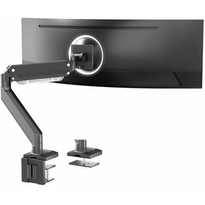 VIVO Brazo de Monitor de Aluminio monitores ultraanchos de hasta 49 Pulgadas y 33 Libras, Soporte de Montaje de Escritorio único, Altura neumática, VESA máxima 100 x 100, Negro, VIVO Brazo de Monitor de Aluminio monitores ultraanchos de hasta 49 Pulgadas y 33 Libras, Soporte de Montaje de Escritorio único, Altura neumática, VESA máxima 100 x 100, Negro,