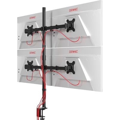 Duronic DMT154 BK Brazo para Monitor, 100 cm de Altura Ajustable Para 4 Pantallas de 13 a 27" y 8 kg de Capacidad, Cabezal, VESA 75 y 100 Giratorio e Inclinable +90 °- 35 °, Brazo Duronic DMT154 BK Brazo para Monitor, 100 cm de Altura Ajustable Para 4 Pantallas de 13 a 27" y 8 kg de Capacidad, Cabezal, VESA 75 y 100 Giratorio e Inclinable +90 °- 35 °, Brazo