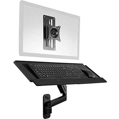 VIVO Soporte de pared para monitor individual de 17 a 32 pulgadas con bandeja de teclado de brazo neumático, altura ajustable, VESA máximo 100 x 100 mm, negro, VIVO Soporte de pared para monitor individual de 17 a 32 pulgadas con bandeja de teclado de brazo neumático, altura ajustable, VESA máximo 100 x 100 mm, negro,