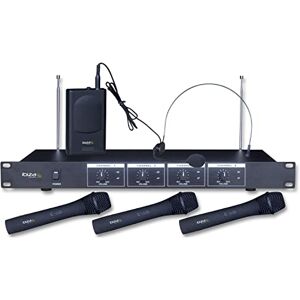 Ibiza VHF4 Sistema de microfonía inalámbrica con 3 micrófonos de Mano VHF, 1 micrófono de Diadema VHF y 1 Receptor 4 Canales 202.1, 203.5, 205.8 & 207.5MHz Negro Ibiza VHF4 Sistema de microfonía inalámbrica con 3 micrófonos de Mano VHF, 1 micrófono de Diadema VHF y 1 Receptor 4 Canales 202.1, 203.5, 205.8 & 207.5MHz Negro